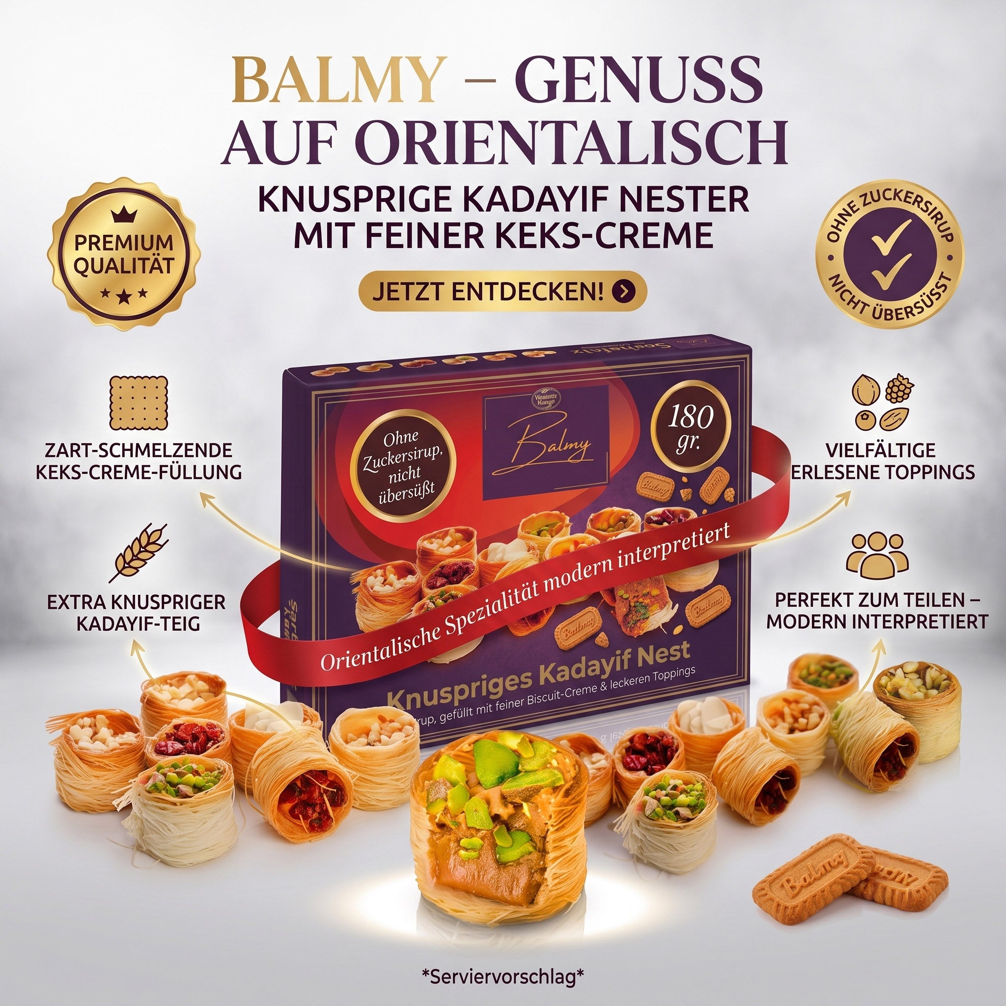 Balmy Kadayif Nest Biscuit-Creme & Toppings 180g - Ohne Sirup