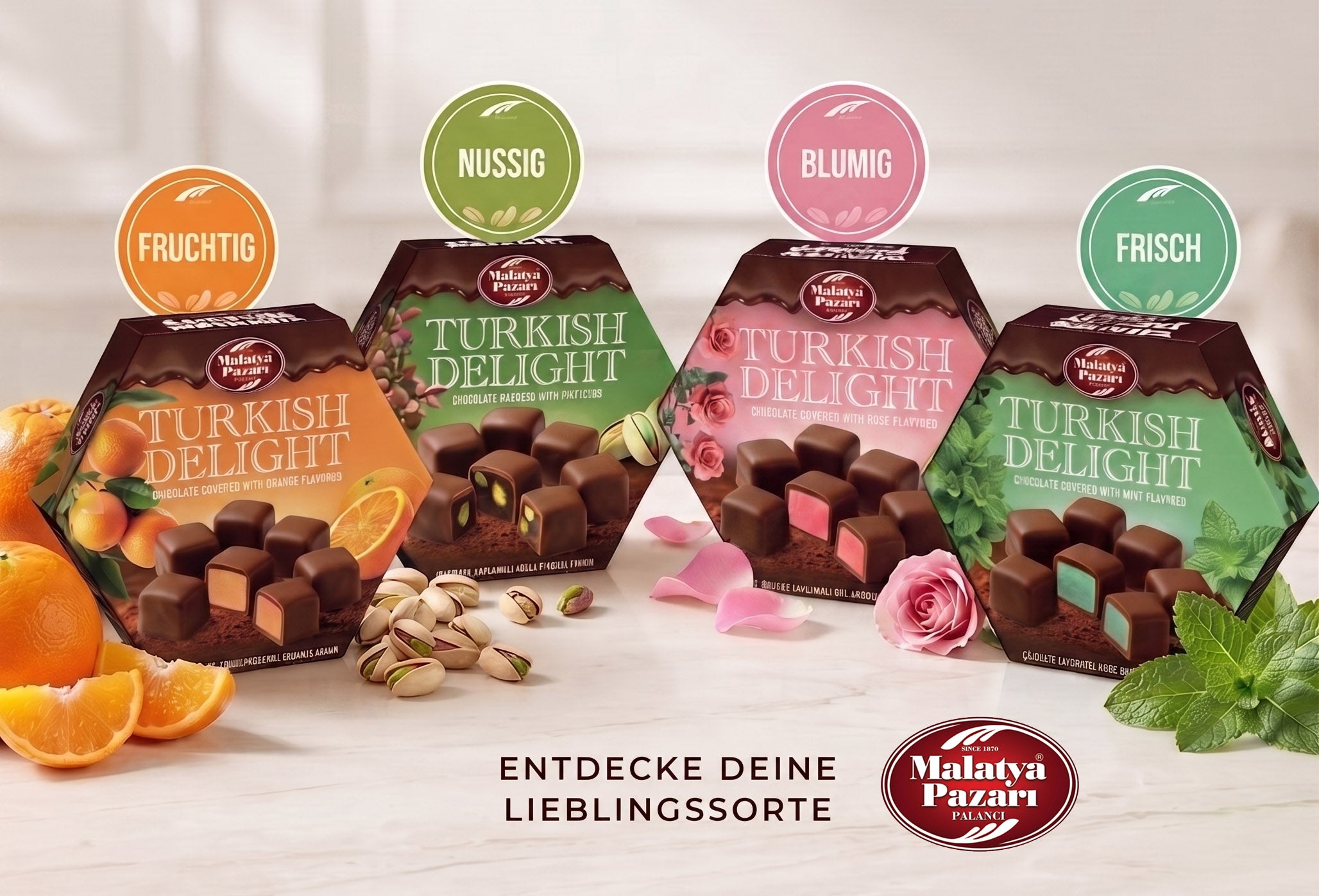 Minz Lokum mit feinstem Schokoüberzug in edler Geschenkbox (200g)