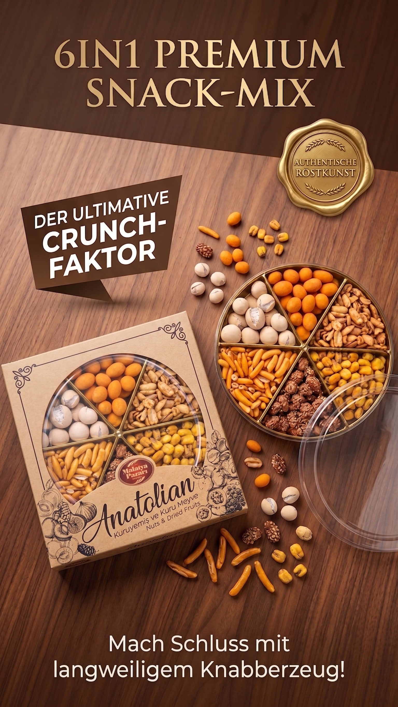 Anatolian 6in1 Würziger Snack & Nuss-Mix – Die Premium Knabberbox (245g)