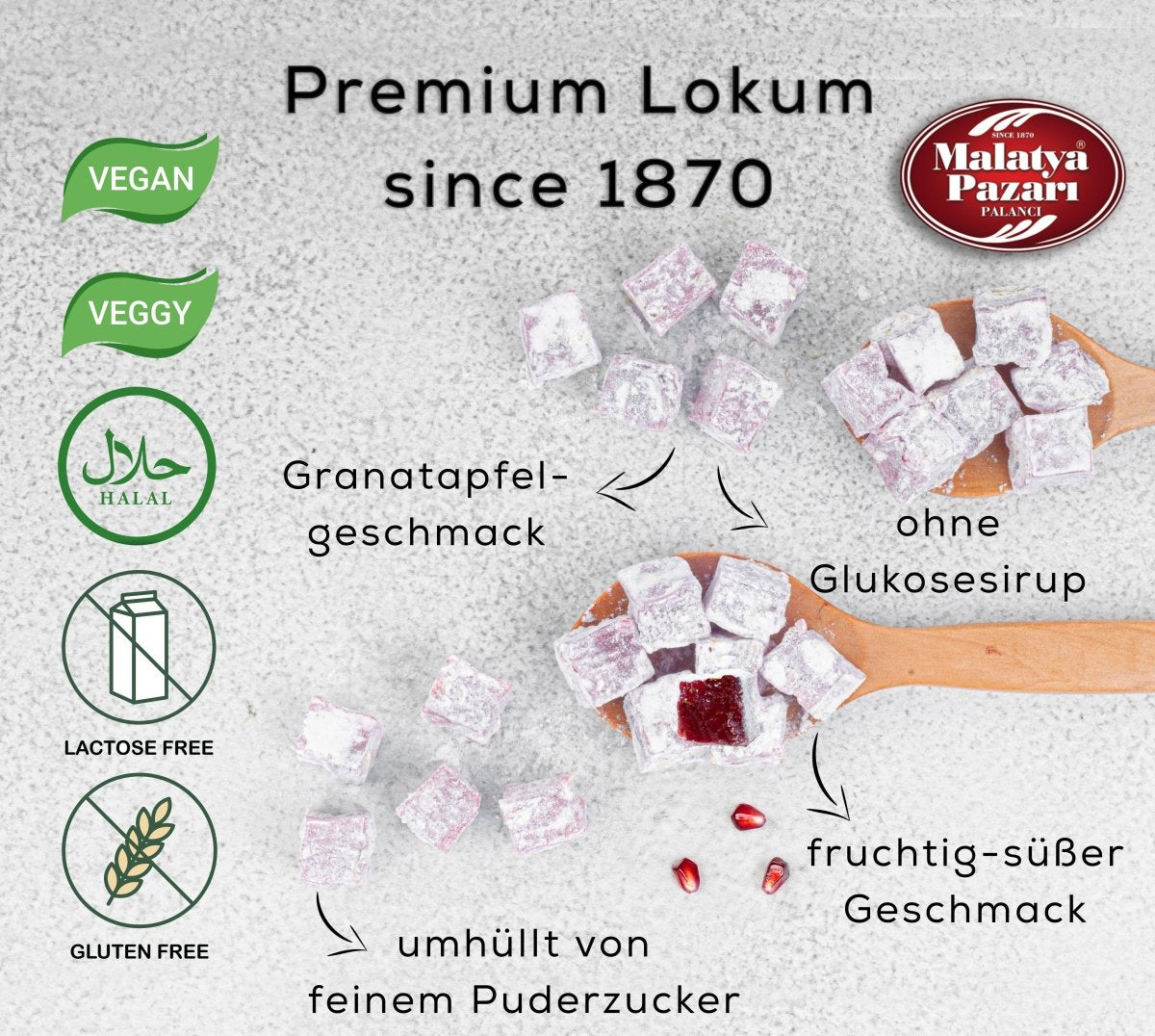 Hexagon Lokum mit Granatapfelgeschmack - 250 gr - Naturdeluxe