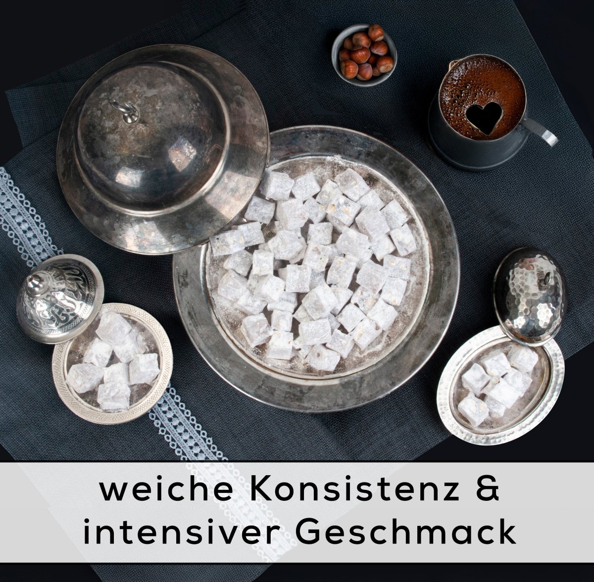 Hexagon Lokum mit Haselnüssen und Vanilla - 250 gr - Naturdeluxe