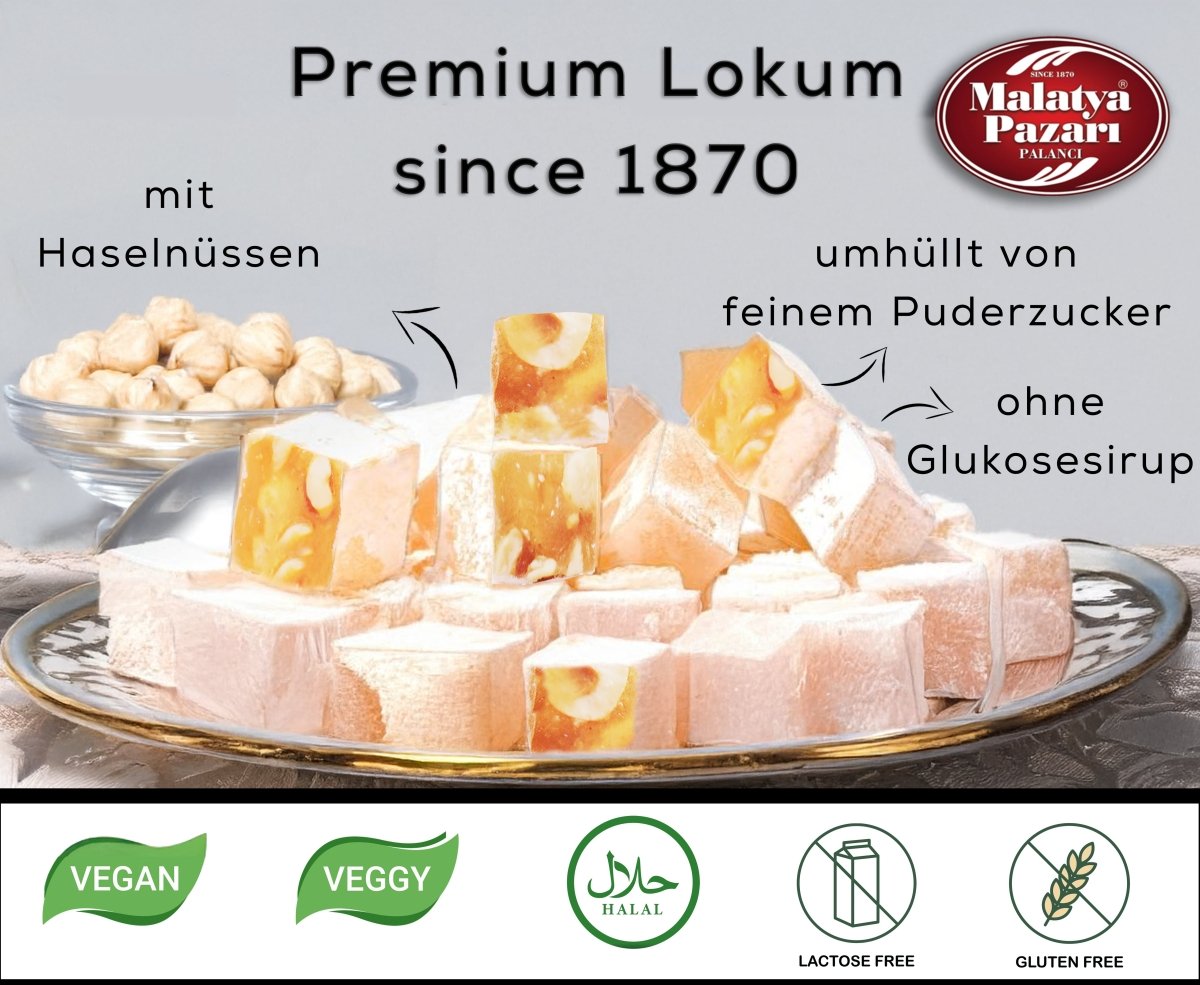 Hexagon Lokum mit Haselnüssen und Vanilla - 250 gr - Naturdeluxe