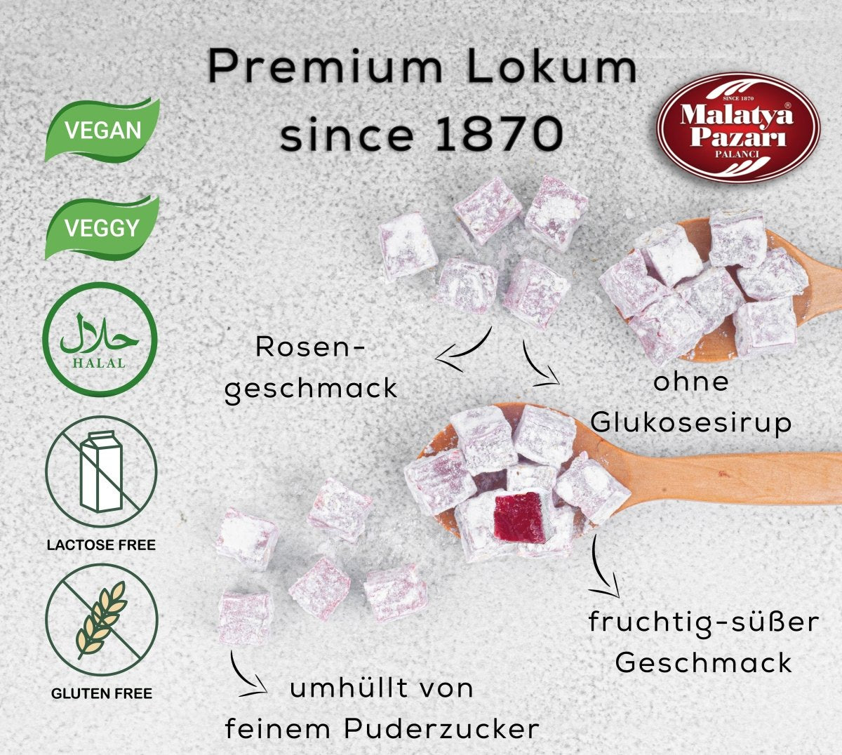 Hexagon Lokum mit Rosengeschmack - 250 gr - Naturdeluxe