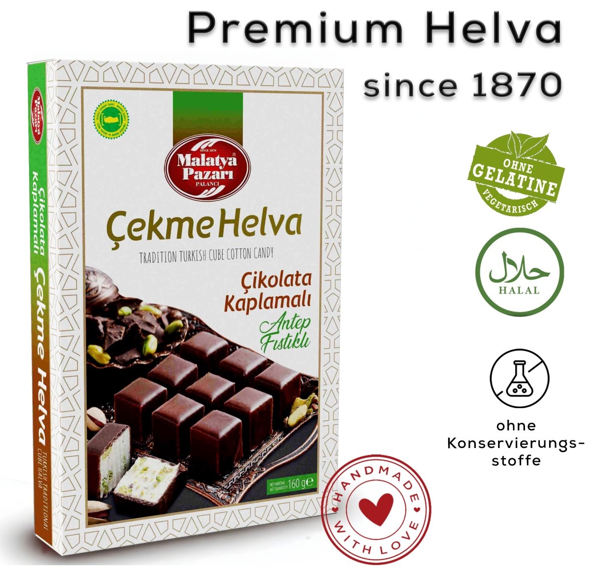 Schoko Pistazien Cekme Helva 160 gr - Naturdeluxe