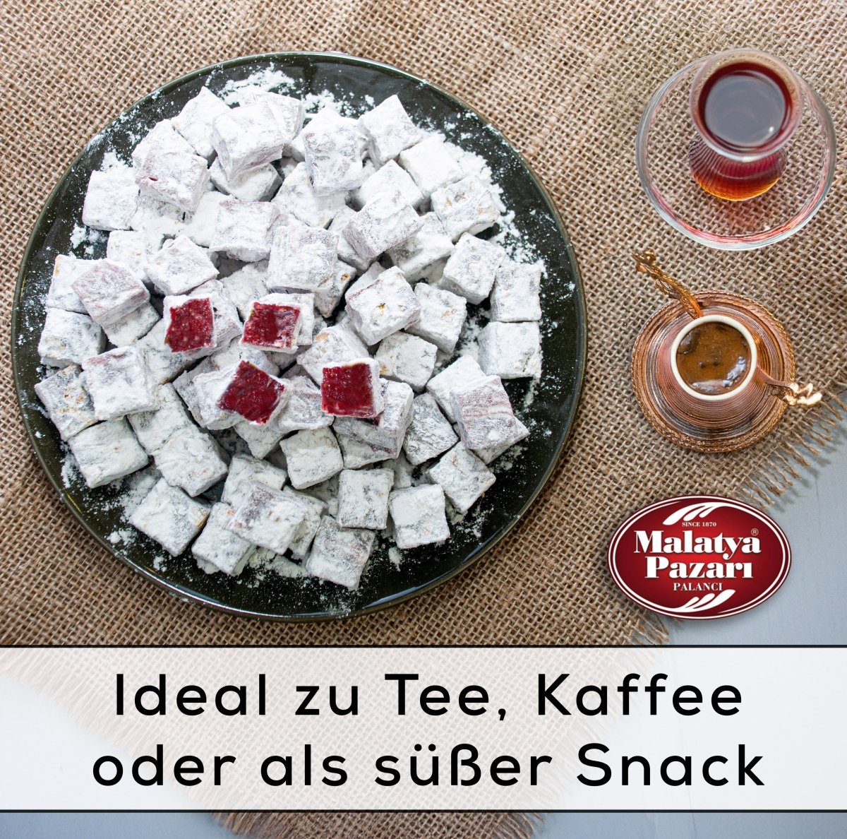 Hexagon Lokum mit Granatapfelgeschmack - 250 gr - Naturdeluxe